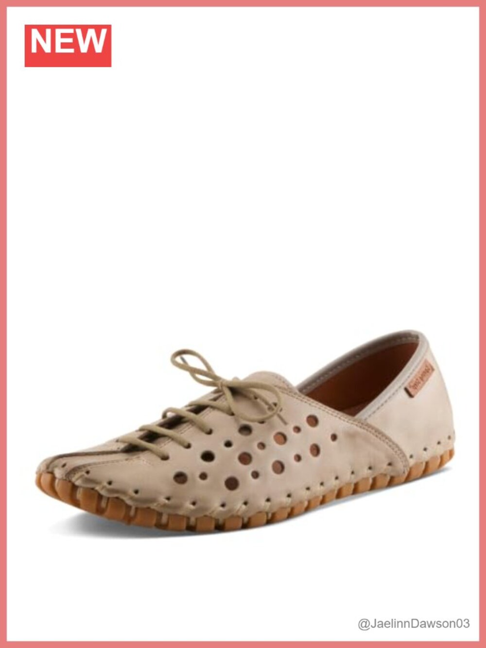 Women's Casual Loafer with Leather Upper, Elastic Lace Closure, Lightweight &